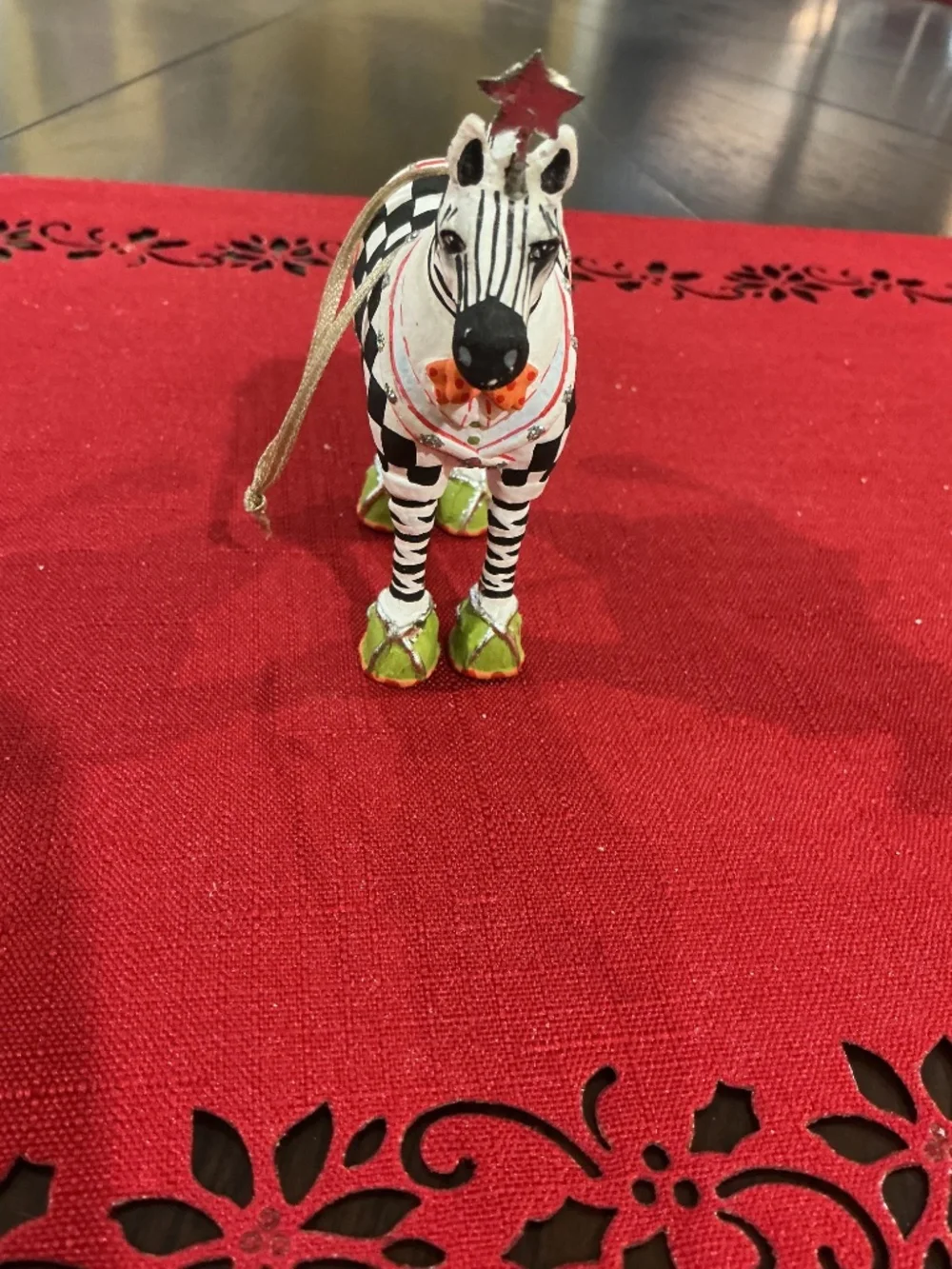 MacKenzie Childs Zeke Zebra Christmas Ornament NWT - Picture 3 of 9